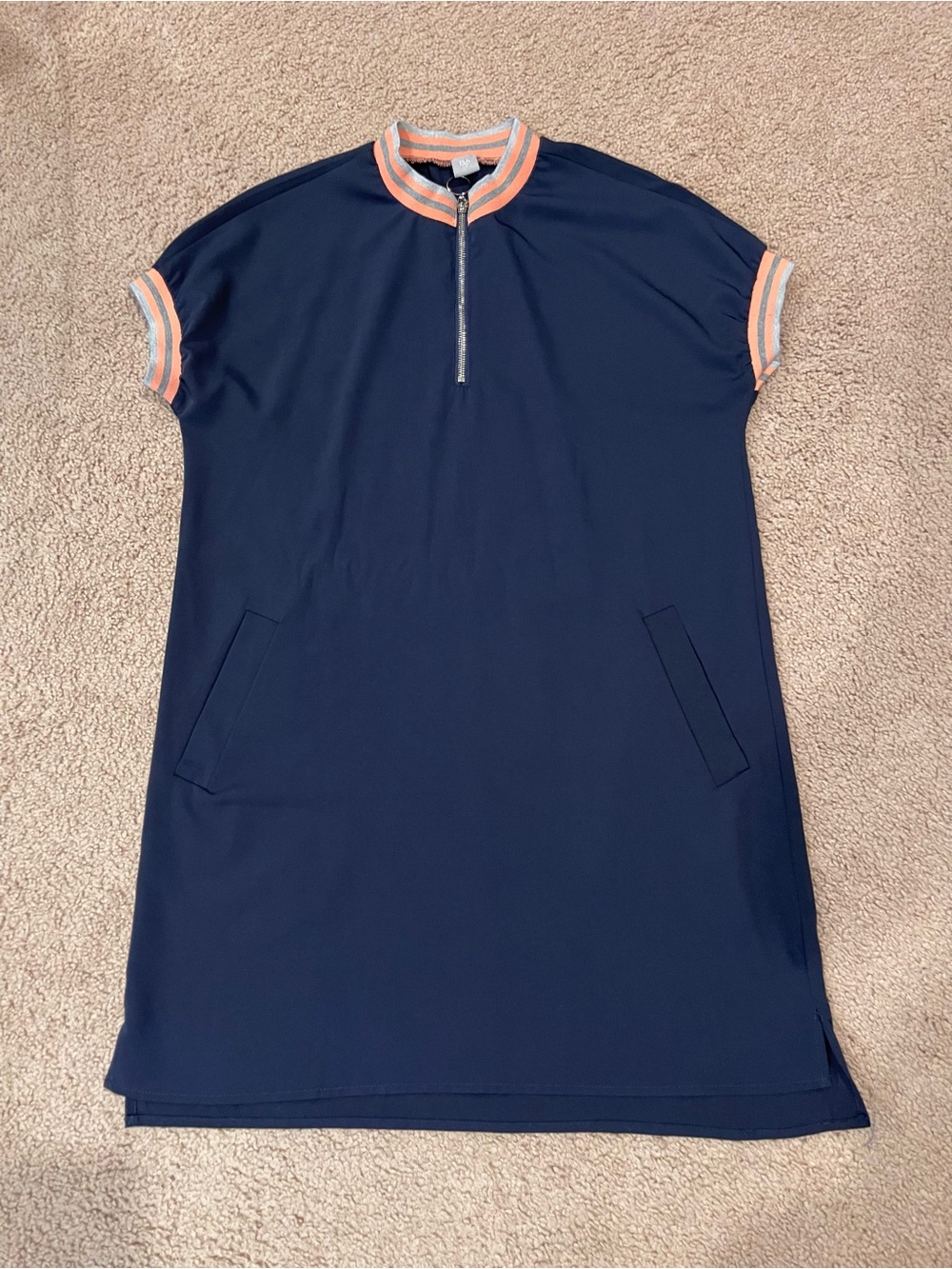 BAYO Summer Boho Quarter Zip Mock Neck Loose Shirt Dress